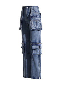 *Pre-Order* Indigo Cargo Jeans