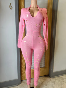 Girl On The Go Jumpsuit- Pink