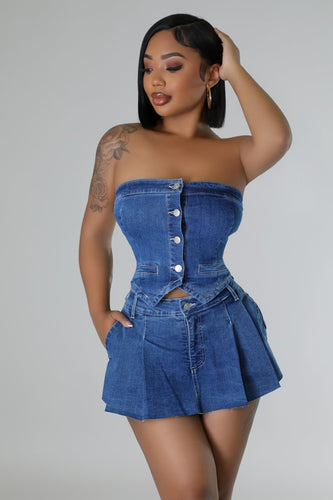 Modern Girl Denim Skort- Blue