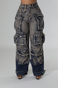 Copper Cove Cargo Denim Pants- Rusty