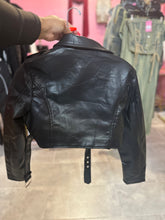 PU LEATHER BIKER JACKET- Black