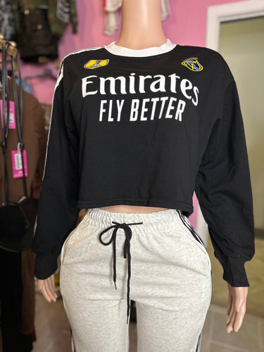 Fly Better Graphic Oversized Top- Black