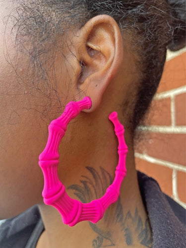 Bamboo Earrings- Fuchsia