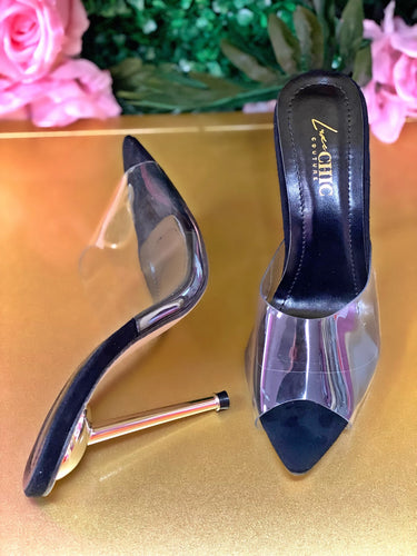 Luxechic Clear Mule Heel- Black