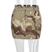 Camo Denim Mini Skirt- Khaki