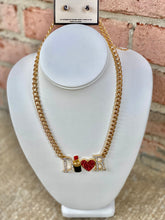 Lipstick & Heart Necklace- Gold