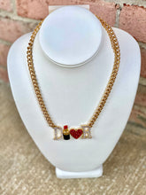 Lipstick & Heart Necklace- Gold