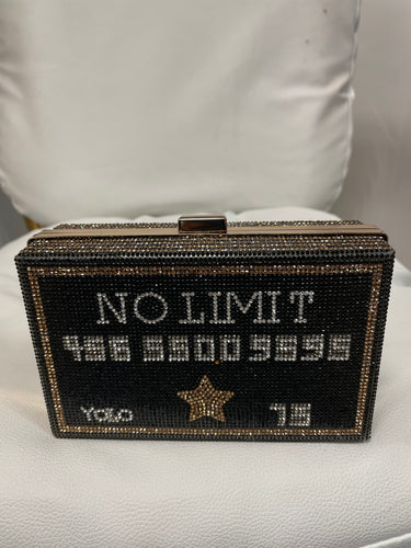 No Limit Rhinestone Clutch- Black