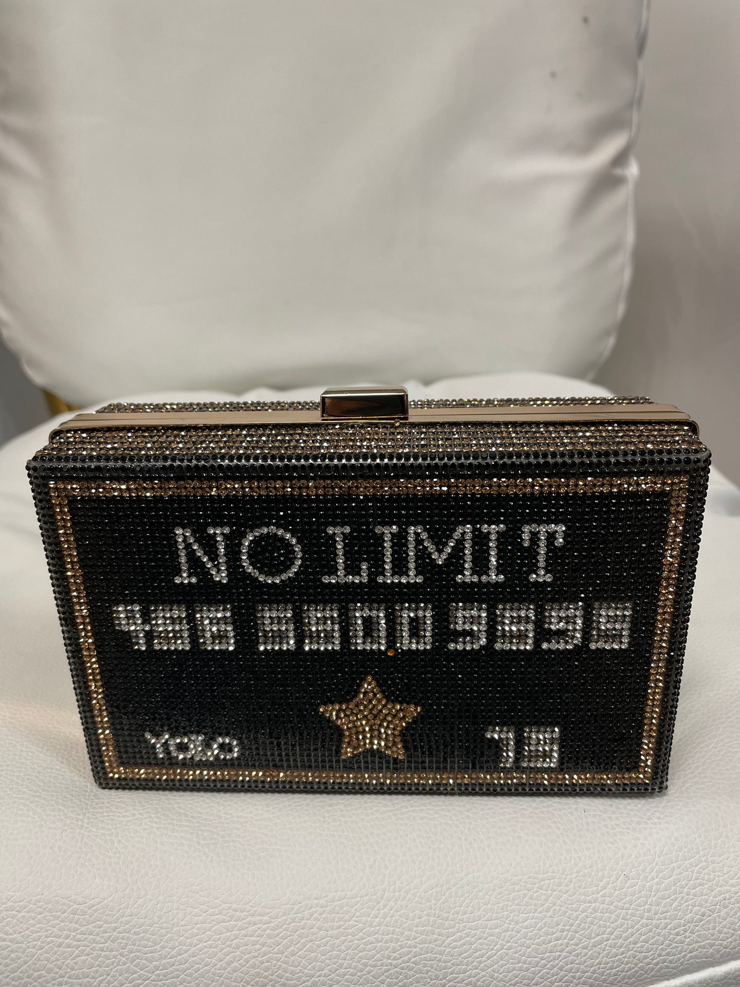 No Limit Rhinestone Clutch- Black