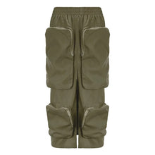 Cargo High Split Skirt- Army Green