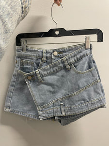 Keep It A Buck Denim Skort- Blue Denim