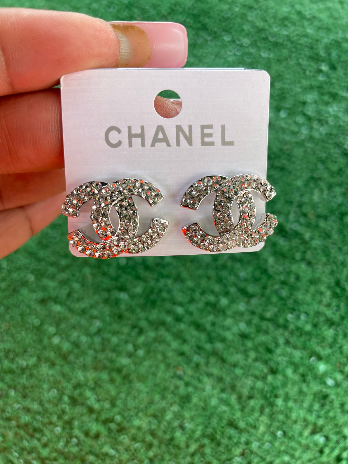 Double CC Earrings- Silver