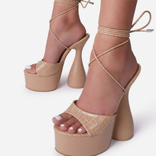 Bite Me Heel- Nude Croc Print