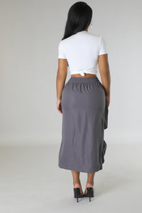 Cargo High Split Skirt- Gray