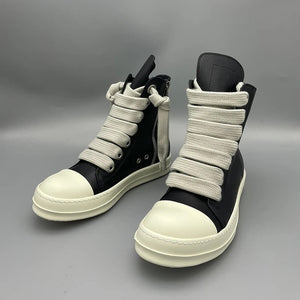 *Pre-Order* Ricky Leather Jumbo Shoelace Sneakers- Black