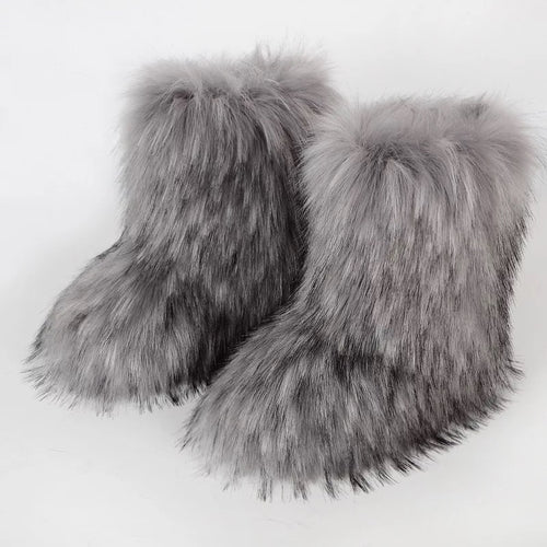 Wynter Fluffy Faux Fur Boots- Gray