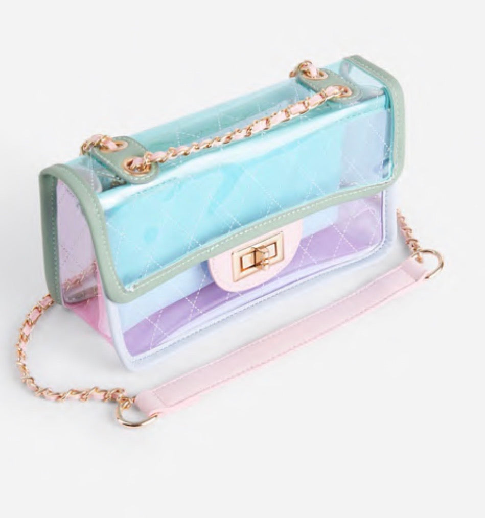 Icon Clear Chain Shoulder Bag- Blue