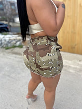 Camo Denim Mini Skirt- Khaki