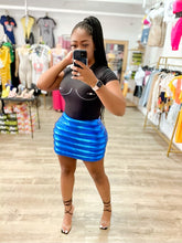 *Pre-Order* Metallic Bubble Skirt- Blue