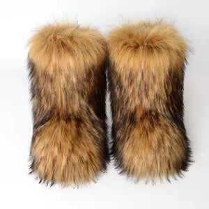 Wynter Fluffy Faux Fur Boots- Brown