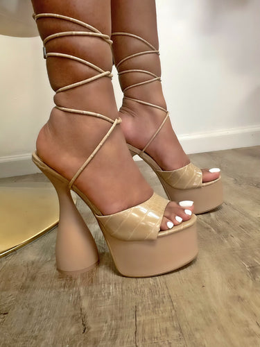 Bite Me Heel- Nude Croc Print